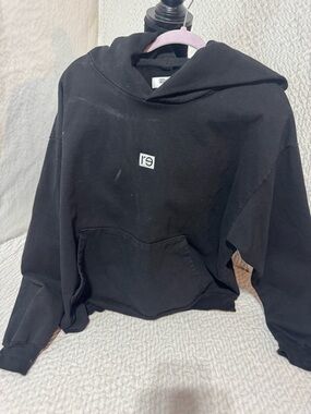 Black Men's Hooded Sweatshirt with Small Center Logo